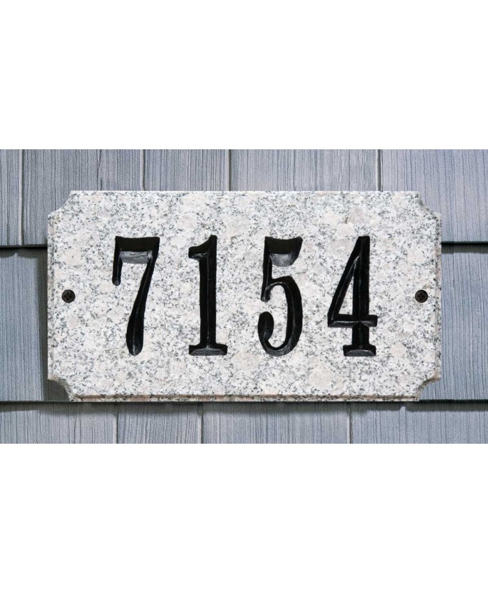 Qualarc Executive Rectangle White Granite Address Plaque - Black Text