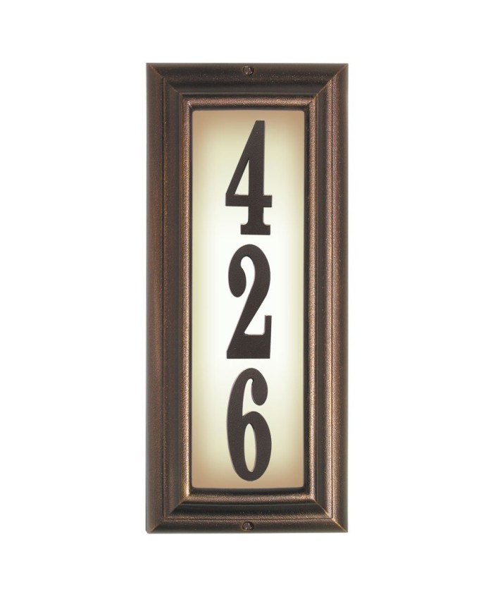 Qualarc Edgewood Vertical Lighted Address Plaque 4 Inch #s Antique Copper