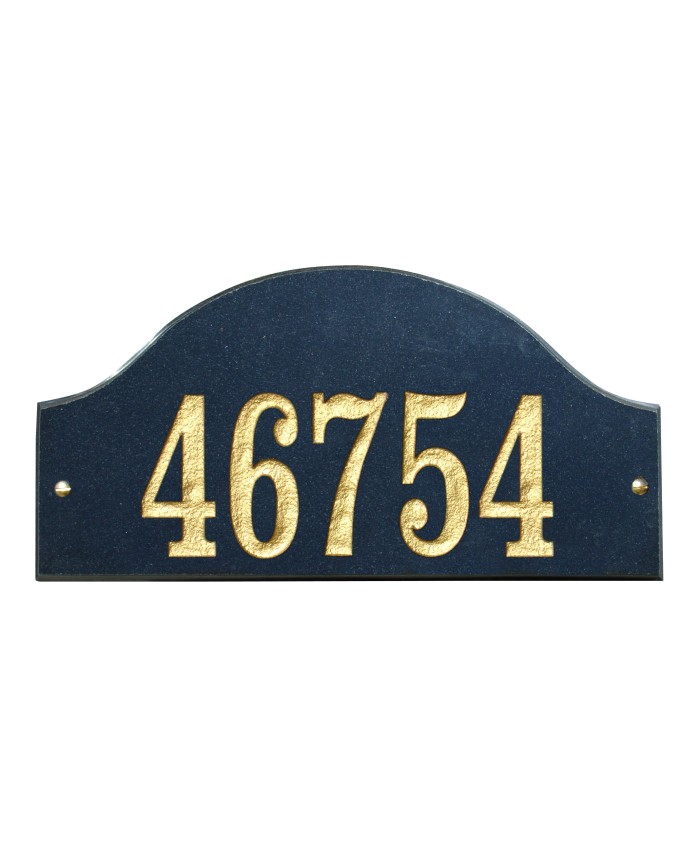 Qualarc Ridgecrest Arch Black Granite Address Plaque - Gold Text